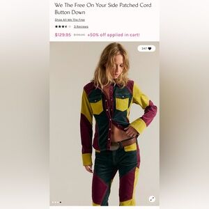 We the Free We The Free On Your Side Patched Cord Button Down XL